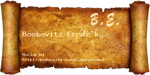 Boskovitz Ernák névjegykártya